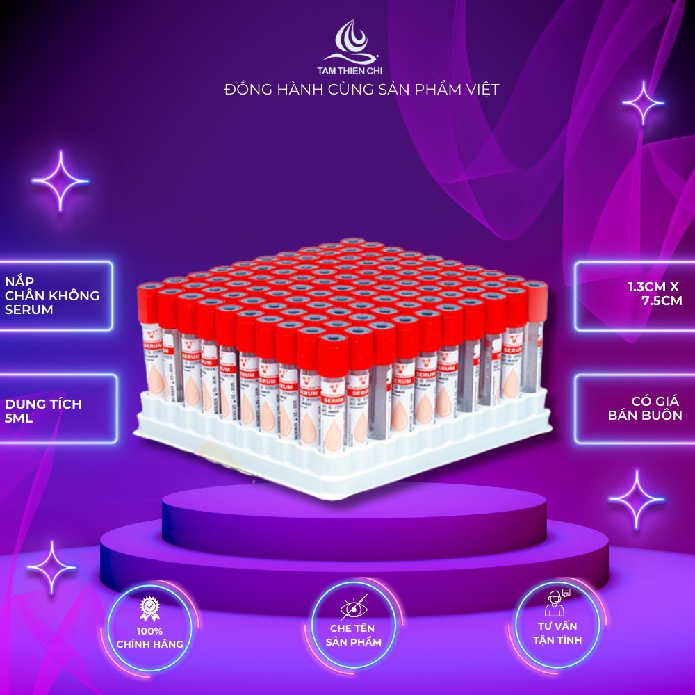 Ống nghiệm chân không SERUM Hồng Thiện Mỹ hộp 100 ống