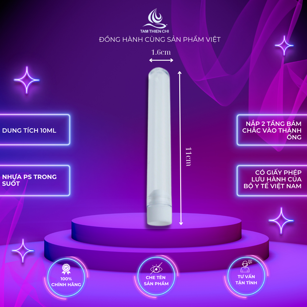 Ống nghiệm PS có nắp không nhãn 10ml Hồng Thiện Mỹ 16x100mm