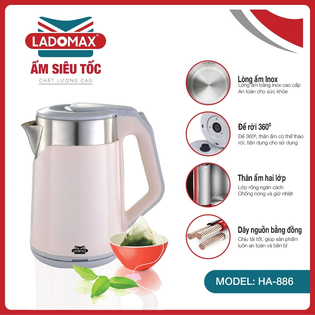 Ấm đun siêu tốc Ladomax HA-886