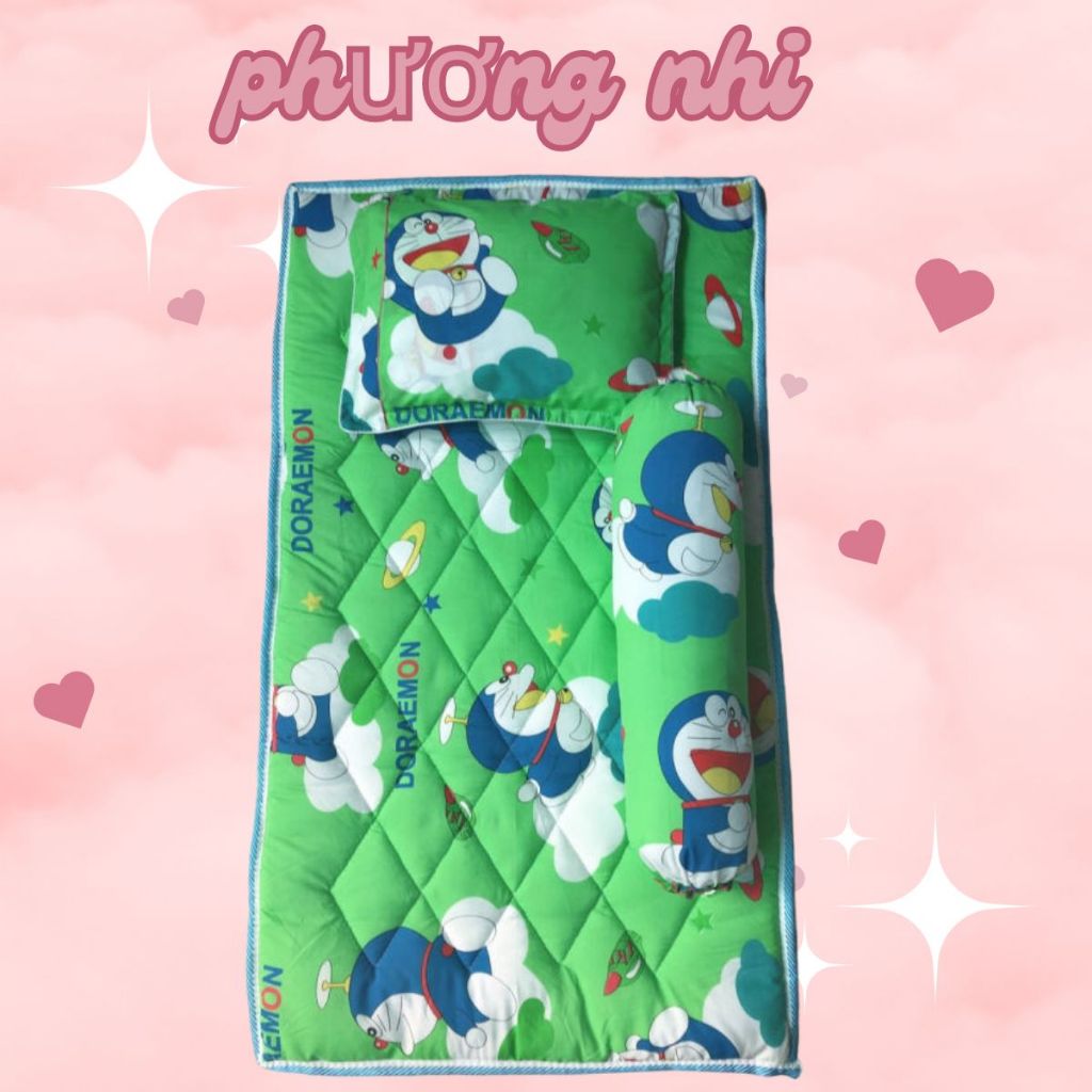 Bộ nệm đi học cho bé thoáng mát 110*60cm - Trọn bộ nệm đi học cho bé 60X110CM gồm 1 gối ôm 1 gối nằm và 1 nệm kèm túi (Đ