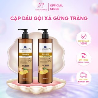 Cặp dầu gội xả gừng hữu cơ Boots nội địa THÁI LAN,ngăn ngừa và làm giảm tóc gãy rụng; kích thích mọc tóc con,kiềm dầu