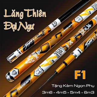 Cần câu tay Lăng Thiên Đại Ngư Vàng độ cứng 5H chuyên câu đơn câu đài tặng kèm ngọn phụ Đồ Câu Việt Bắc