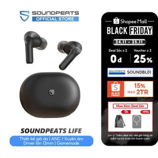 Tai nghe True Wireless SoundPEATS Life | Case Giả Da | ANC 25dB | Bluetooth 5.2 (Đen)
