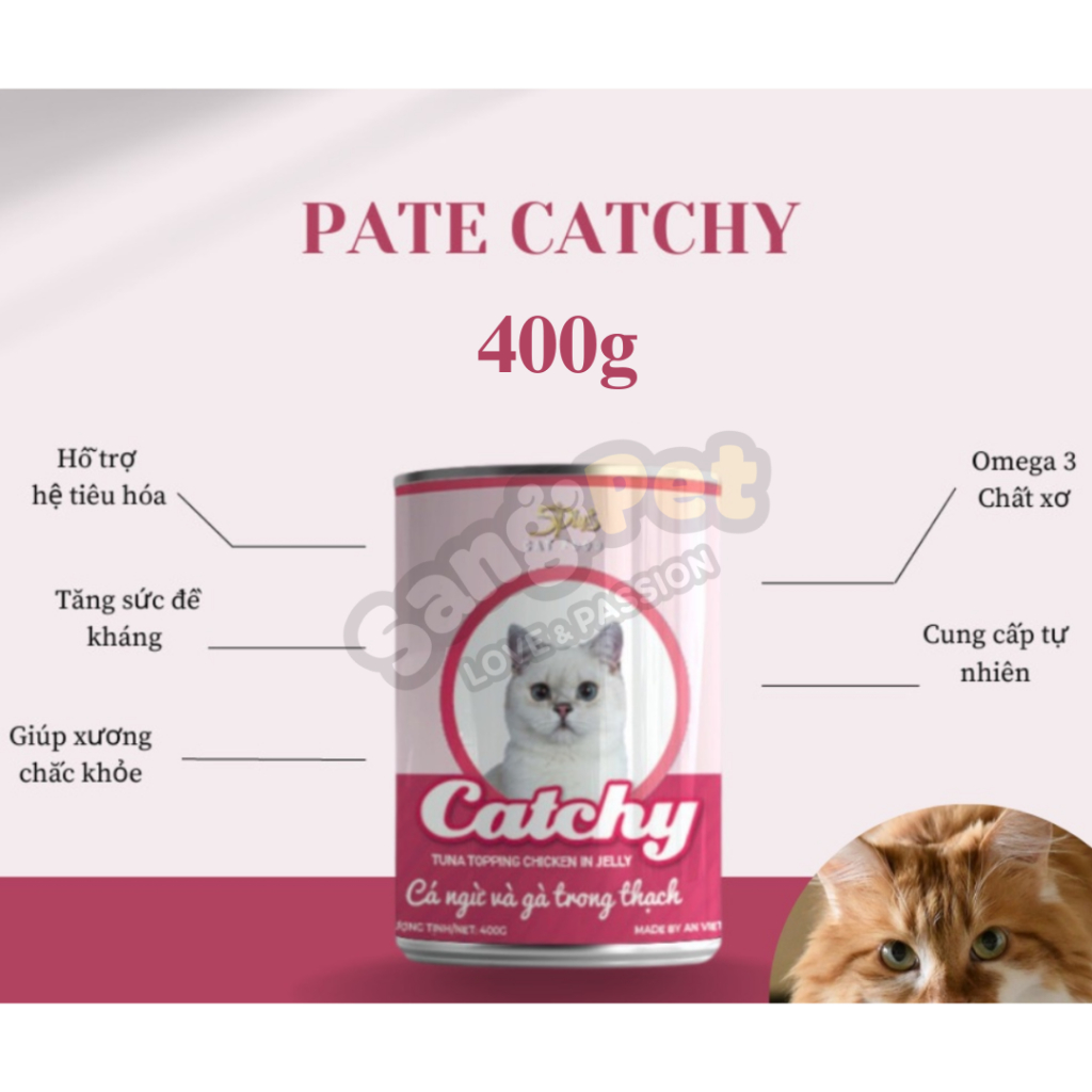Pate Catchy lon 400gr cho mèo con, mèo lớn