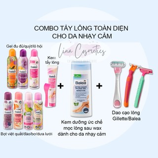 [Da Nhạy Cảm] Combo tẩy/cạo lông toàn diện cho da nhạy cảm nội địa Đức Balea