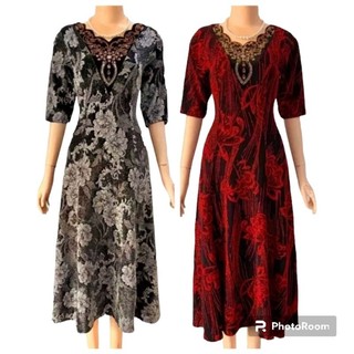 Đầm dạ hội trung niên dự tiệc sang trọng vải nhũ kim sa cổ đính đá hình hạt cho mẹ, Đầm dạ hội trung niên size 75kg