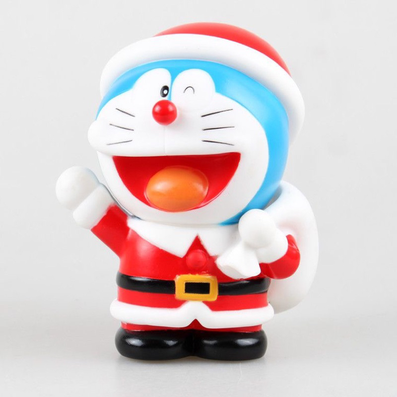 Mô hình Doraemon ông già Noel / Giáng Sinh kèm ống heo mini 15cm