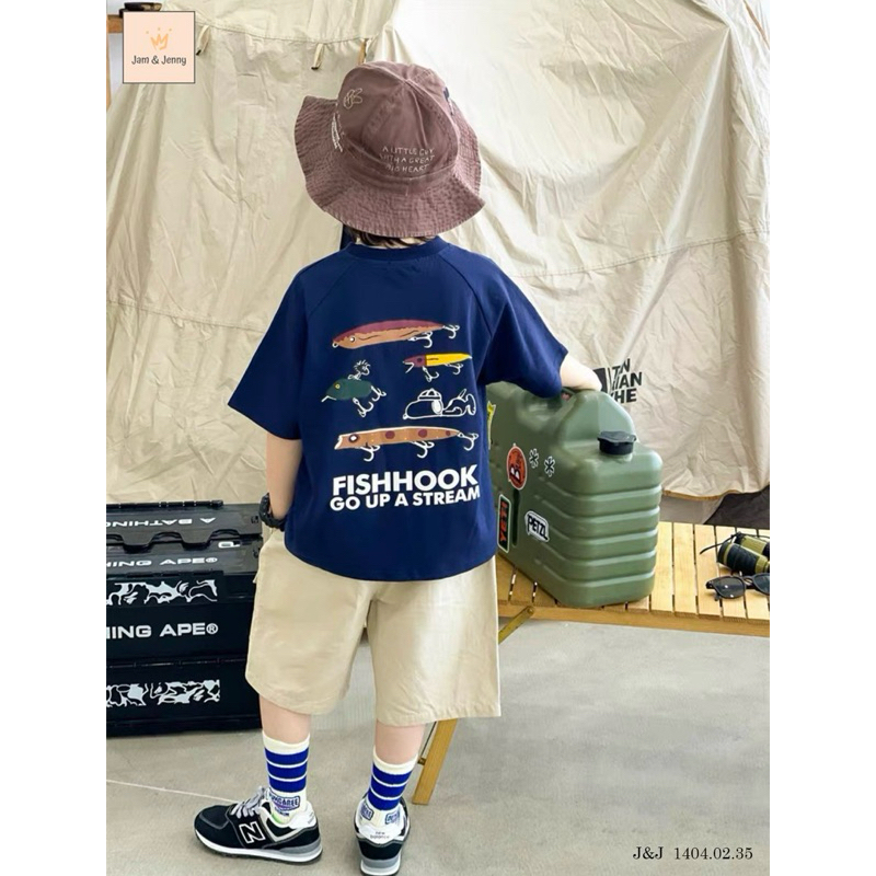 Set Jam&Jenny basic áo thun quần short bé trai hoạ tiết FISHHOOK