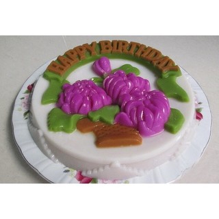 Khuôn nhựa làm rau câu VT 25cm giỏ hoa happy birthday ( mẫu B5)