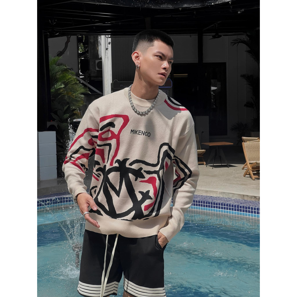 Áo len tay dài nam MIKENCO Graffiti Knitwear