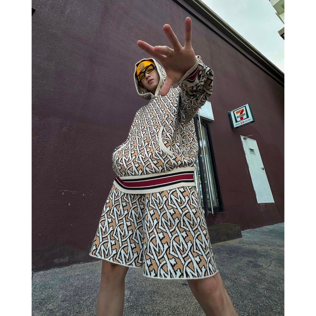 Áo knit hoodie nam MIKENCO Monogram Knit Hoodie S23