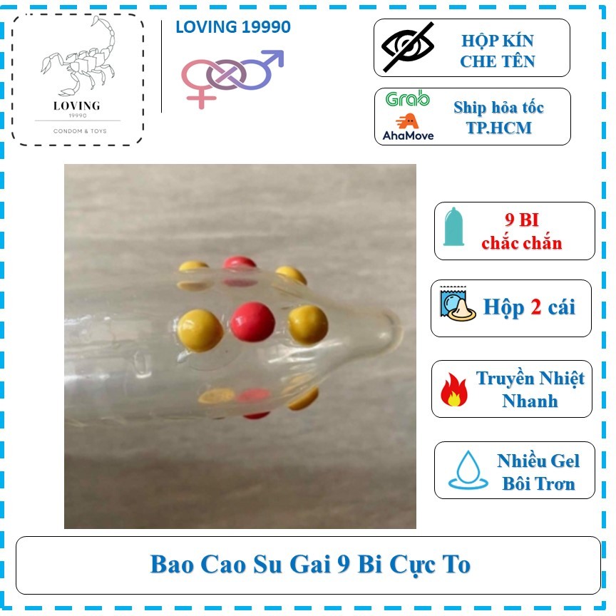 2 Cái Bao cao su 9 bi silicon gai Bi Cực To Irismen HBM cực kỳ mềm mại Tăng cảm giác mạnh Thế hệ mới nhất