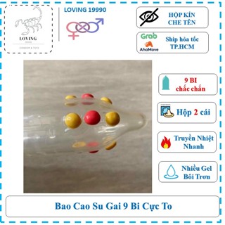 2 Cái Bao cao su 9 bi silicon gai Bi Cực To Irismen HBM  cực kỳ mềm mại Tăng cảm giác mạnh Thế hệ mới nhất
