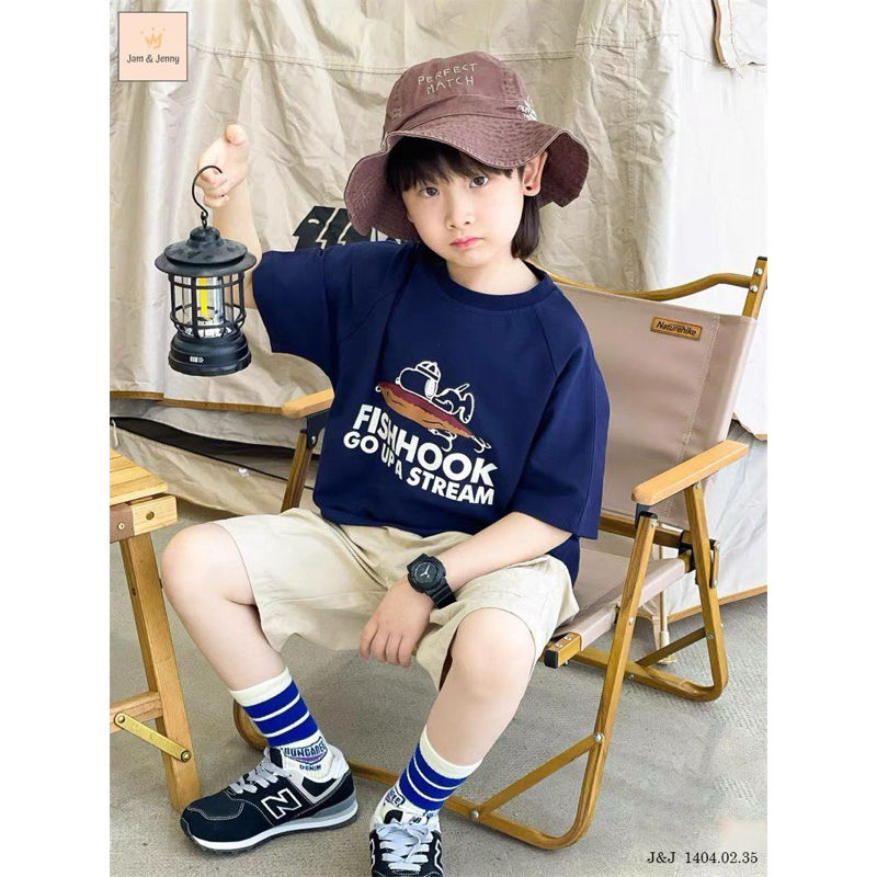 Set Jam&Jenny basic áo thun quần short bé trai hoạ tiết FISHHOOK