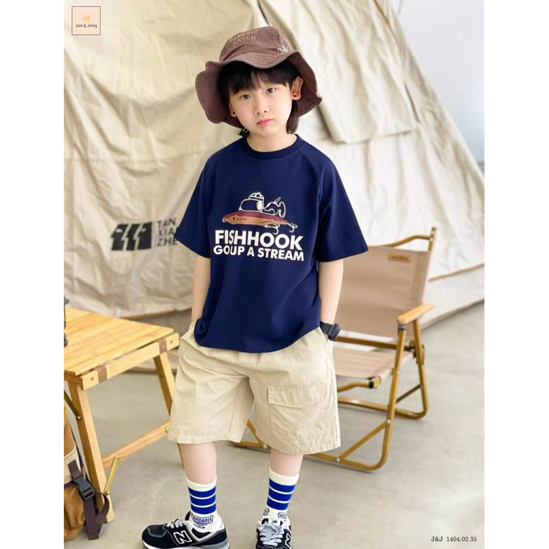 Set Jam&Jenny basic áo thun quần short bé trai hoạ tiết FISHHOOK