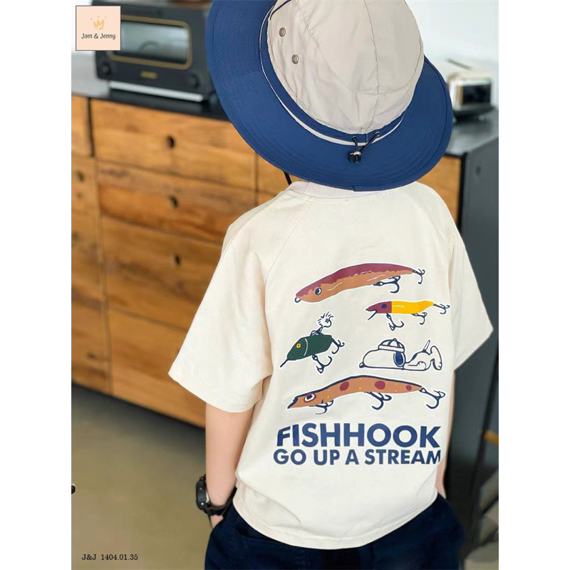 Set Jam&Jenny basic áo thun quần short bé trai hoạ tiết FISHHOOK