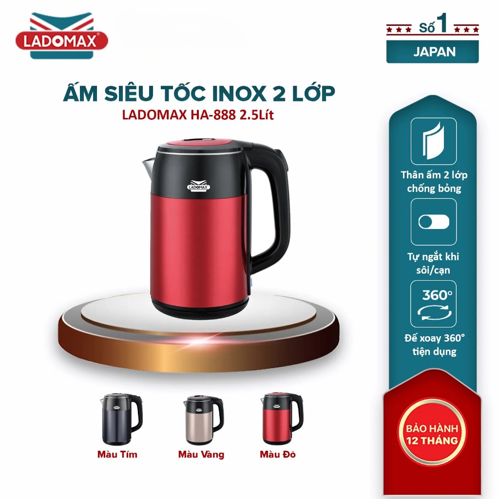 Bình đun siêu tốc Ladomax HA-888 DUNG TÍCH 2.5L