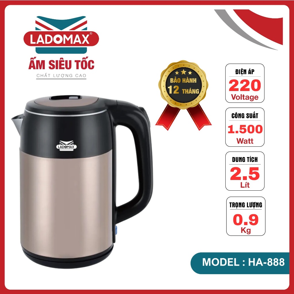 Bình đun siêu tốc Ladomax HA-888 DUNG TÍCH 2.5L