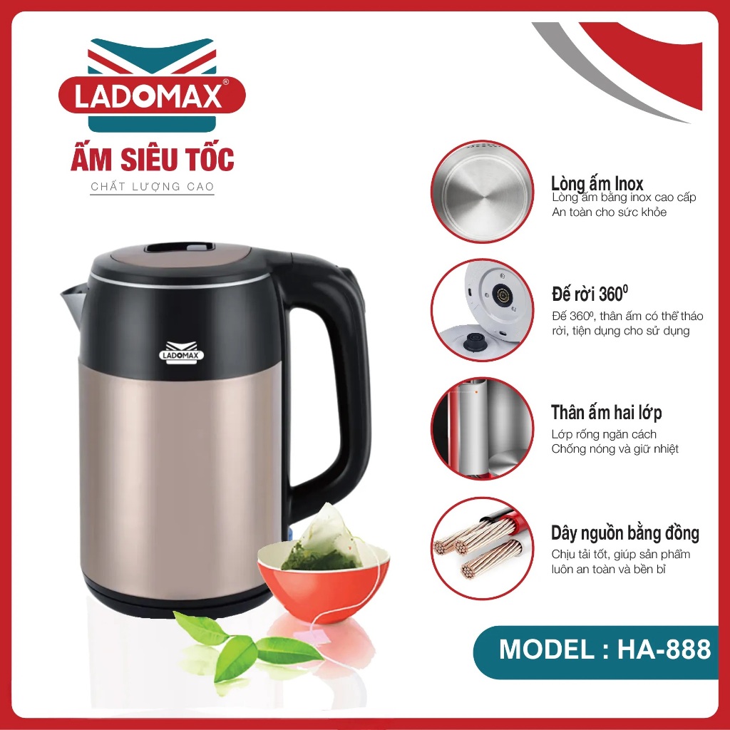 Bình đun siêu tốc Ladomax HA-888 DUNG TÍCH 2.5L