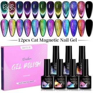 Lilycute 7ml set sơn gel mắt mèo kim cương sơn móng tay gel bộ sơn gel 12pcs