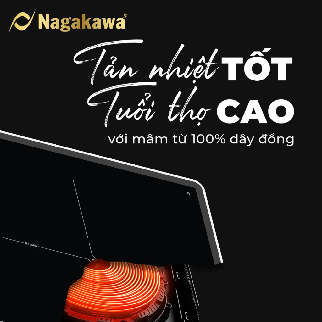 Miễn phí công lắp đặt - Bếp đôi điện từ Nagakawa UltraSlim NK2C26MB - Made in Malaysia - Bảo hành 5 năm