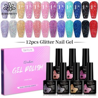 Lilycute sơn gel nhũ set 12 màu lọ gel sơn móng tay màu sắc sơn móng tay combo son gel 7ml