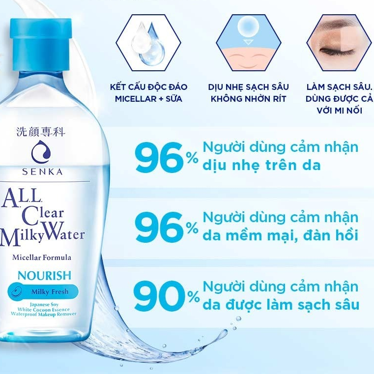 Nước sữa tẩy trang Senka A.L.L. Clear Milky Water sạch sâu 2 lớp (230ML) JPKOI