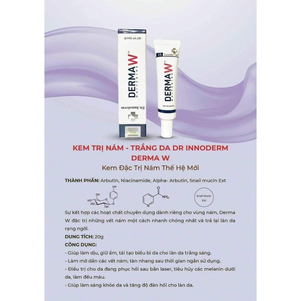Kem dưỡng trắng, ngừa nám Derma W Dr Innoderm