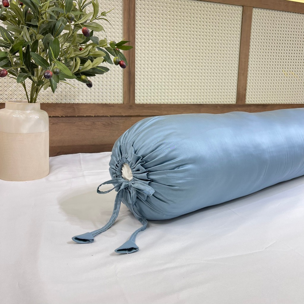 Vỏ gối ôm lụa Tencel 60s VIE HOME - Bedding, hàng đẹp kích thước 35x100cm trơn màu cao cấp thắt nơ 2 đầu