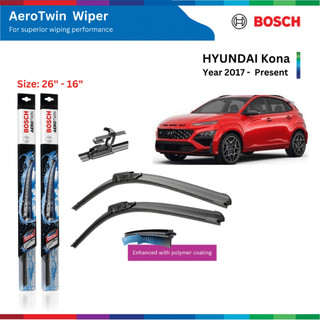 Bộ gạt mưa bosch aerotwin 26" & 16", hyundai kona đời xe 2017 đến nay, gạt nước kona