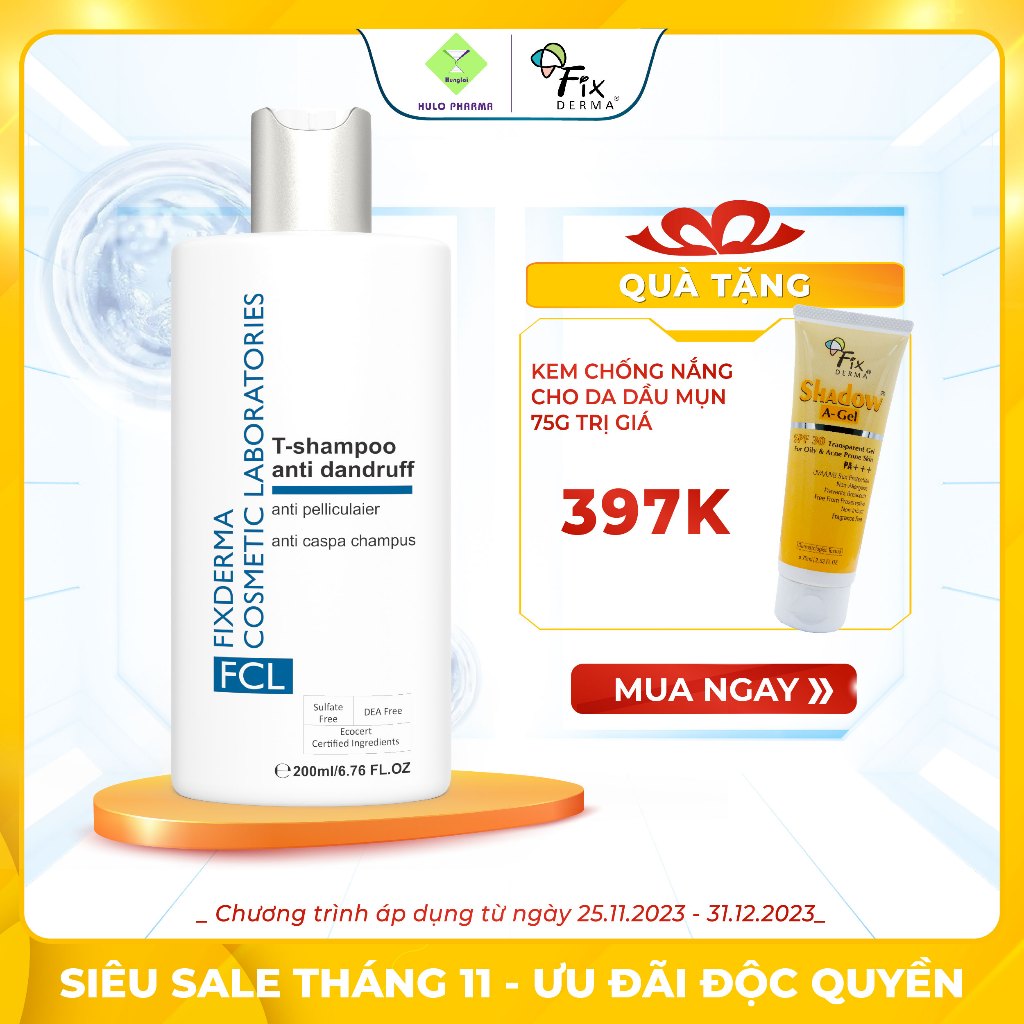 Dầu Gội Sạch Gàu FCL T-Shampoo Anti Dandruff Giảm Ngứa, Loại Bỏ Dầu Thừa Giúp Tóc Khỏe Mạnh, Mềm Mượt 200ml [Hùng Lợi]