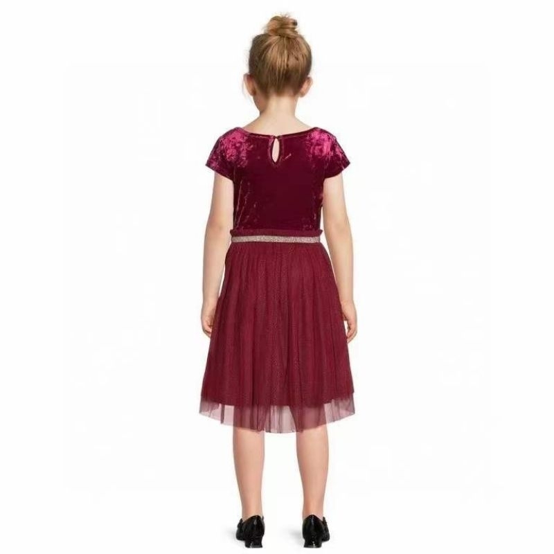 Váy bé gái thân nhung phối ren bồng dư xịn