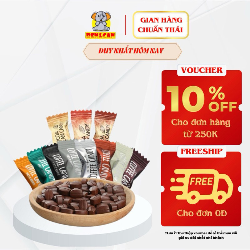 [Sỉ 1kg mix 8 vị] Kẹo cafe không đường Coffee Candy Pamiriter mix 8 vị