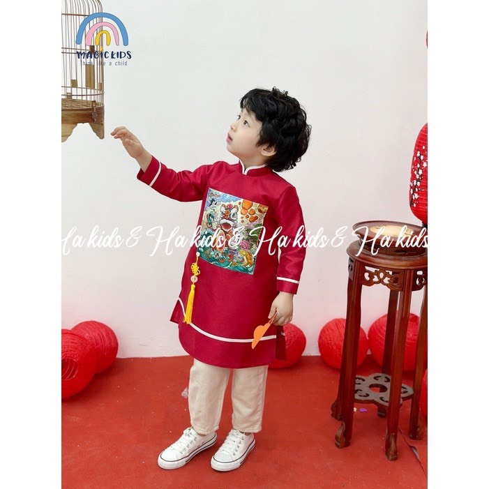 Áo dài tết Cung chúc tân xuân cho bé trai 10-30kg