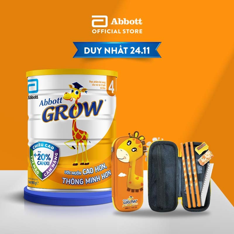 [Tặng hộp bút chì] Sữa bột Grow 4 900g