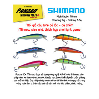 Mồi câu lure Shimano Panzar Ex Minow - Minow size nhỏ cực nhạy cá chẽm hoàng đế ngựa măng
