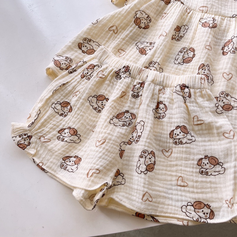 BỘ XÔ MUSLIN CỘC TAY CHO BÉ