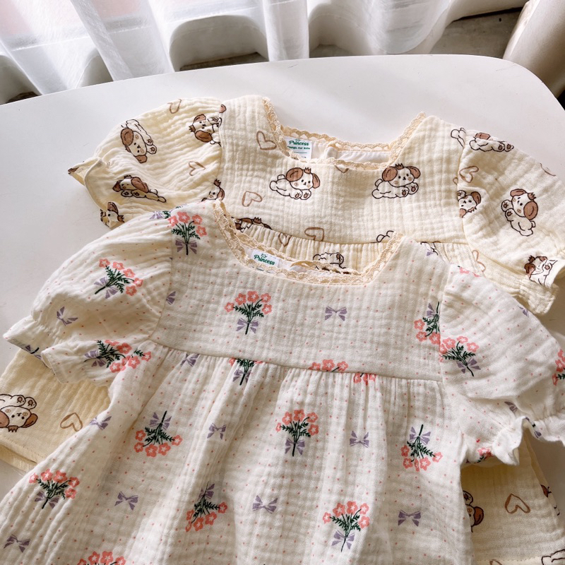 BỘ XÔ MUSLIN CỘC TAY CHO BÉ