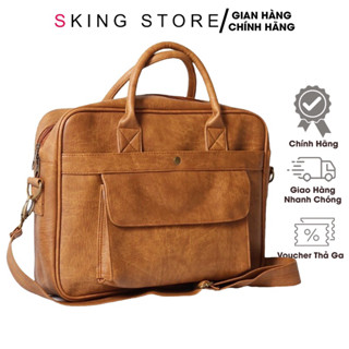  Cặp xách công sở nam thanh lịch có ngăn chống sốc đựng laptop 15 inch chất da PU chống nước cao cấp 