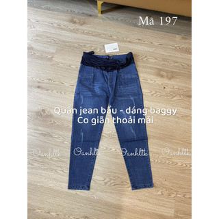 Quần bầu jean - quần baggy bầu ống rộng mã 197