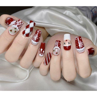 Nail box sơn gel đỏ vẽ giáng sinh noel