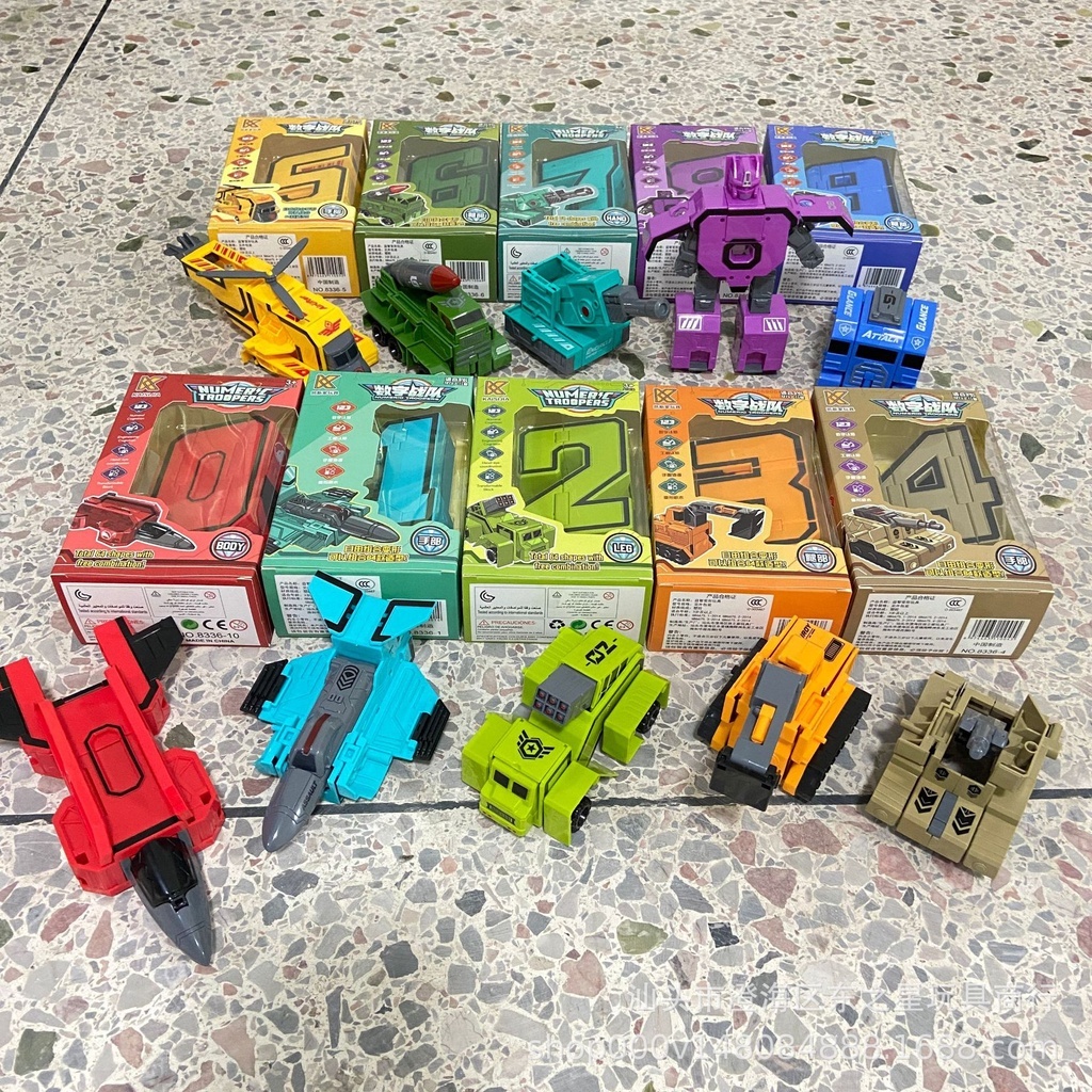 Đồ chơi số biến hình LOẠI LỚN NHẤT từ 0 đến 9, Ghép hình robot số 1-4 và 5-9 kích thích sáng tạo
