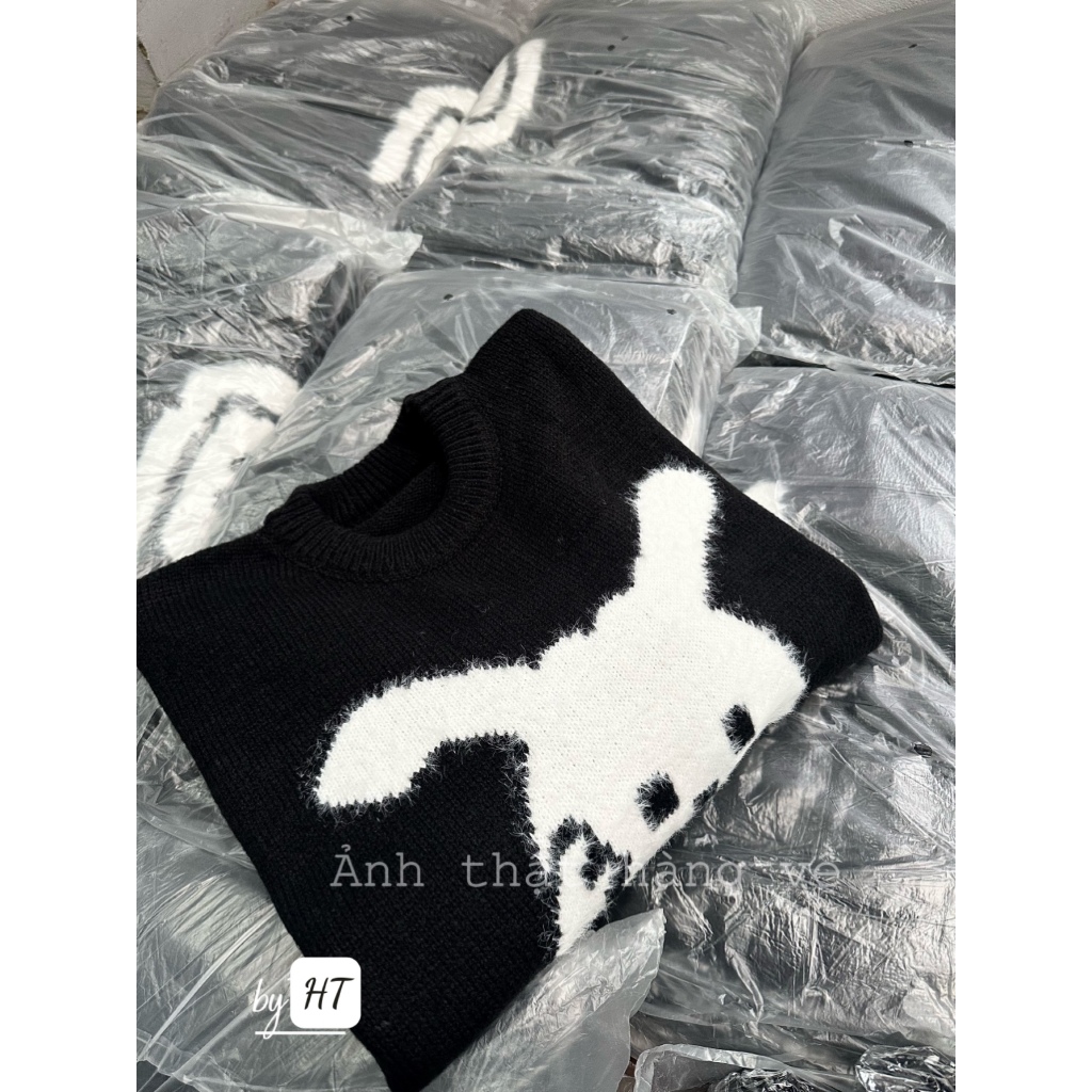 ÁO LEN ĐEN THỎ LÔNG