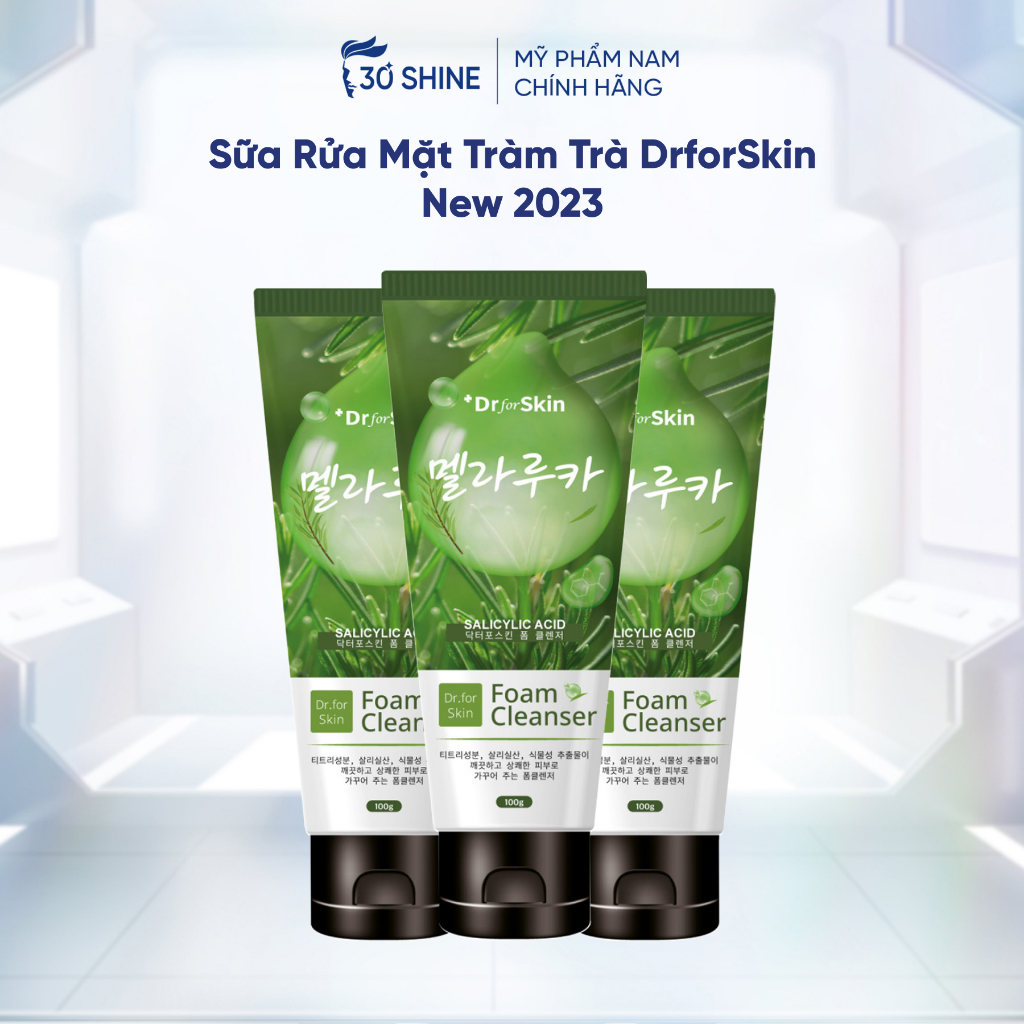 Sữa rửa mặt nam tràm trà 30Shine Skin Dr Tea Tree dành cho da mụn, da dầu, dưỡng ẩm trắng da - 30Shinestore