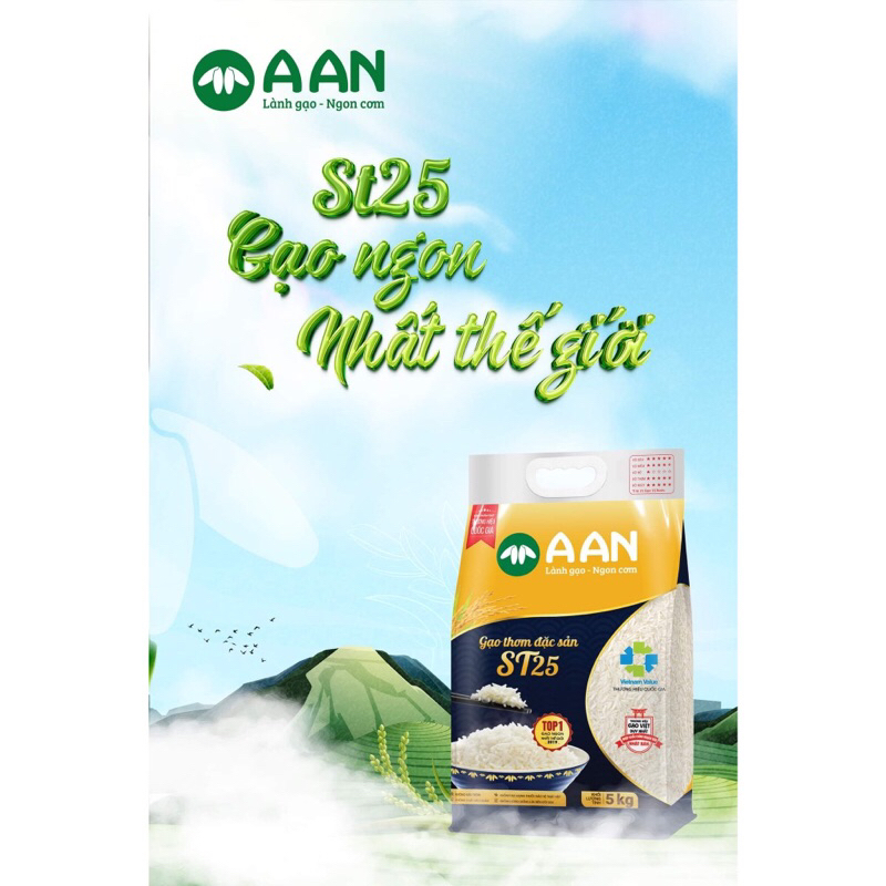 Gạo ST25 A An Túi 5Kg- Cơm mềm dẻo, thơm nhẹ, vị ngọt - Top 1 Gạo Ngon Nhất Thế Giới | BigBuy360 - bigbuy360.vn