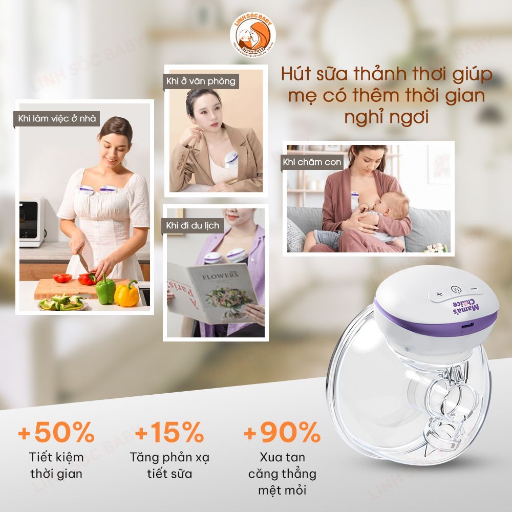 Máy hút sữa không dây Mama Choice | Cup hút sữa rảnh tay phễu silicon mềm mại, vắt sữa hiệu quả