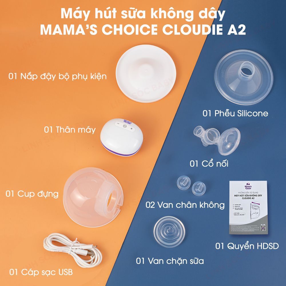 Máy hút sữa không dây Mama Choice | Cup hút sữa rảnh tay phễu silicon mềm mại, vắt sữa hiệu quả