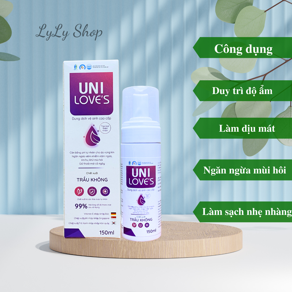 Dung Dịch Vệ Sinh Nữ Uni Love's, xịt bọt, làm sạch, duy trì độ ẩm tự nhiên cho da vùng kín lylyshop -  150ml