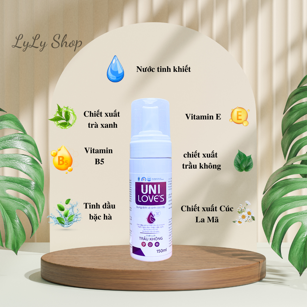 Dung Dịch Vệ Sinh Nữ Uni Love's, xịt bọt, làm sạch, duy trì độ ẩm tự nhiên cho da vùng kín lylyshop -  150ml