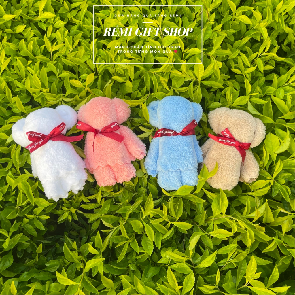 Khăn gấu trơn xinh xắn size 30*30cm nhiều màu đựng trong sét quà hộp quà tặng xinh xắn
